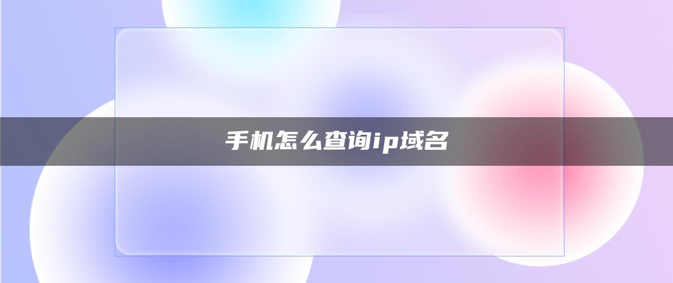 手机怎么查询ip域名