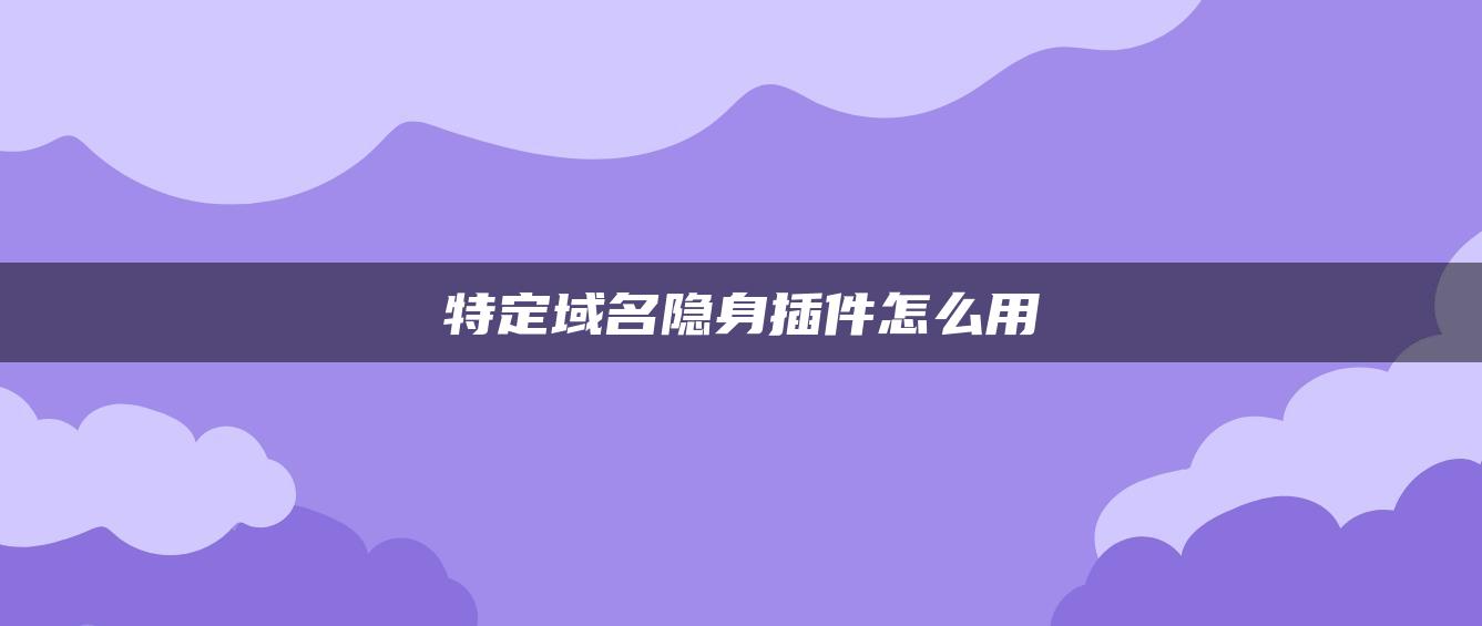 特定域名隐身插件怎么用