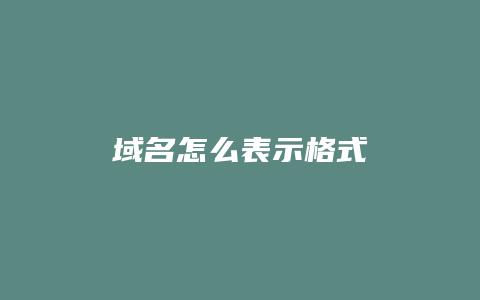 域名怎么表示格式