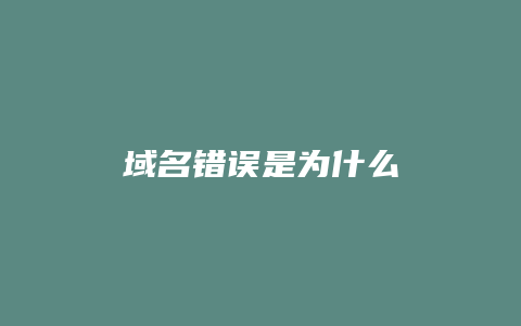 域名错误是为什么