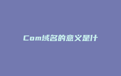 Com域名的意义是什么