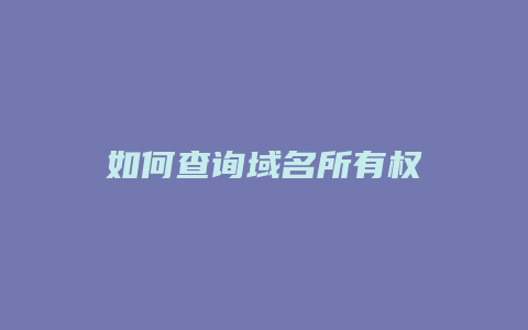 如何查询域名所有权