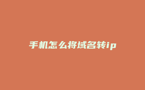 手机怎么将域名转ip