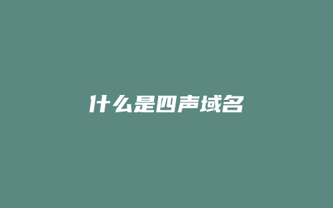 什么是四声域名