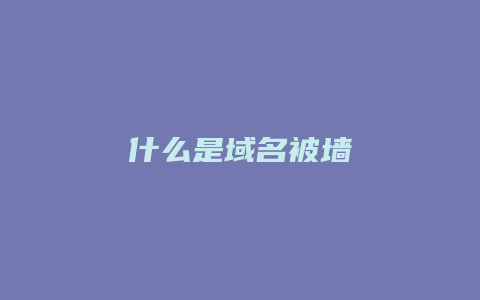 什么是域名被墙