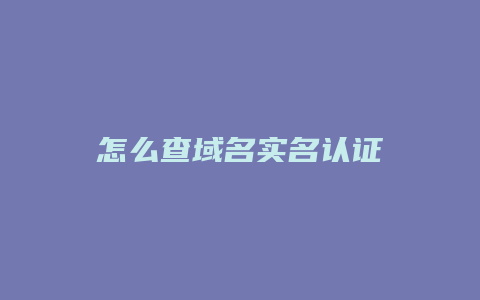 怎么查域名实名认证