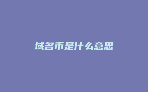 域名币是什么意思