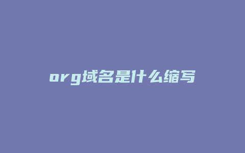 org域名是什么缩写