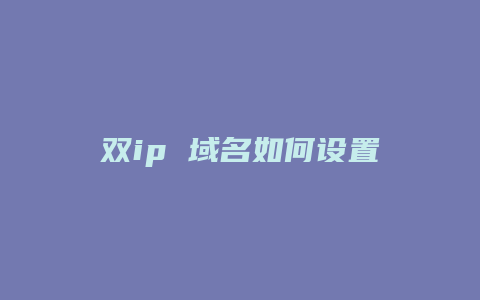 双ip 域名如何设置