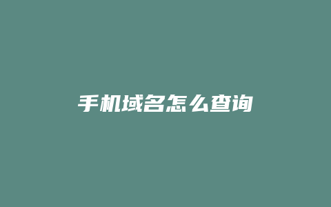 手机域名怎么查询