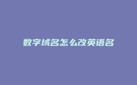 数字域名怎么改英语名