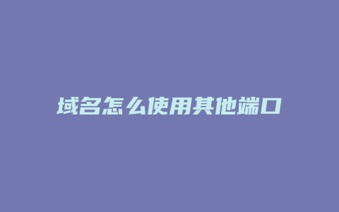 域名怎么使用其他端口