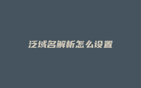 泛域名解析怎么设置