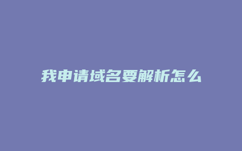 我申请域名要解析怎么弄