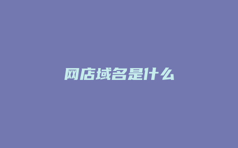 网店域名是什么