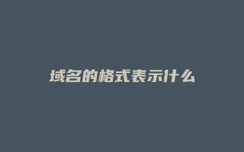 域名的格式表示什么