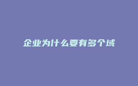 企业为什么要有多个域名