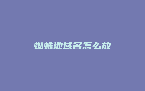 蜘蛛池域名怎么放