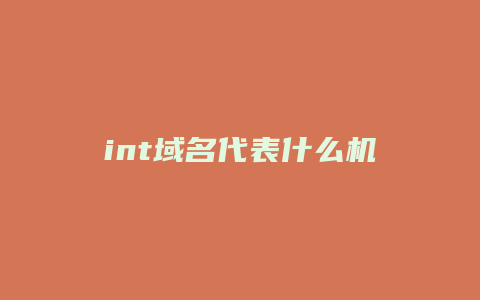 int域名代表什么机构