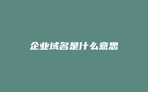 企业域名是什么意思