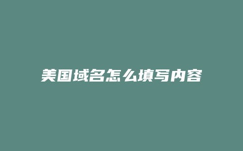 美国域名怎么填写内容