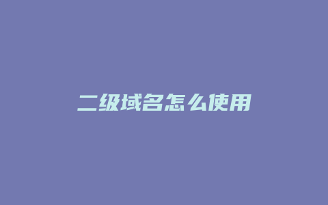 二级域名怎么使用