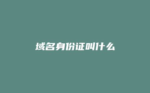 域名身份证叫什么