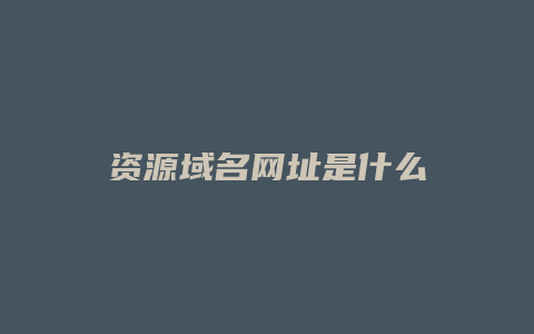 资源域名网址是什么