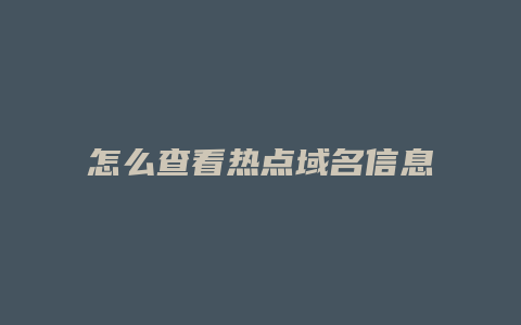 怎么查看热点域名信息