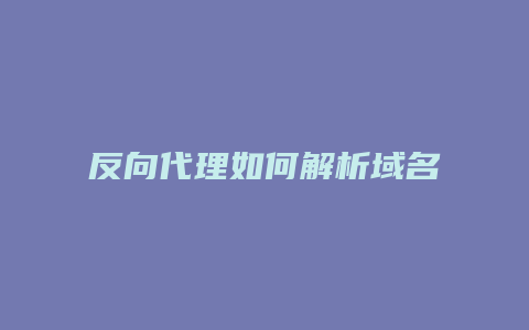 反向代理如何解析域名