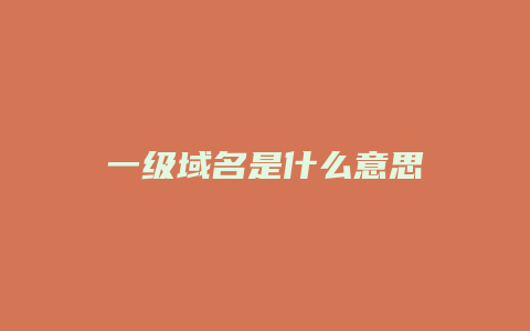 一级域名是什么意思