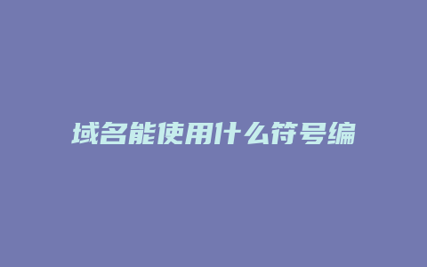 域名能使用什么符号编码