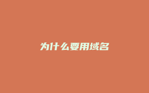 为什么要用域名