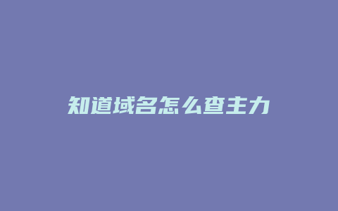 知道域名怎么查主力