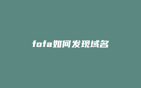 fofa如何发现域名信息