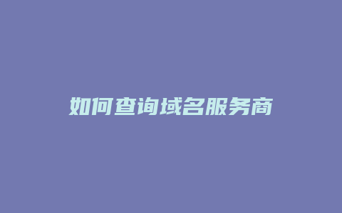 如何查询域名服务商