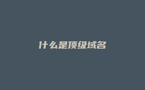 什么是顶级域名